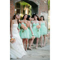 Light Blue A-line Knee Length Sweetheart Plus Size Chiffon Bridesmaids Dresses DB081